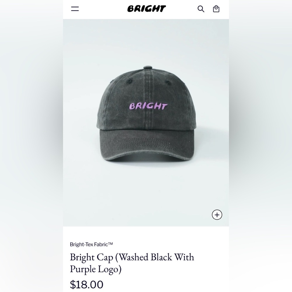 Bright Washed Black Cap with Purple Logo